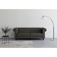 3-Sitzer DOREL HOME "Felix, Schlafsofa 236 cm, (Liegefläche 108x190cm), Rückenlehne", grau (anthrazit), B:236cm H:83cm T:87cm, Sofas, 3-fach verstellbar, Velours, Kunstleder, Luxus-Microfaser Vintage