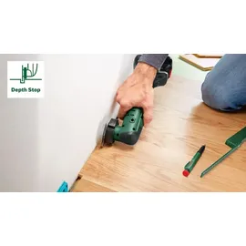 Bosch UniversalMulti 18V-32 ohne Akku + 1x Schleifplatte + 6x Schleifblätter + 1x Tauchsägeblatt + 1x Segmentsägeblatt + 1x Tiefenanschlag