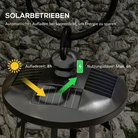 Outsunny Solar Gartenlaterne 122 cm LED Gartenlampe mit Kaltweiß Lichtfarbe, Wegleuchte mit Lichtsensor, abnehmbarem Leuchtkörper, für Außen,