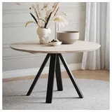 Pharao24 Esstisch Romitella, aus Massivholz, mit runder Tischplatte braun