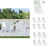 Hochlehner-Auflagen 6 Stk. Blattmuster Oxford-Gewebe - Hochlehner Auflagen - Gartenstuhlkissen - Outdoor Kissen - Sitzkissen - Balkon Deko