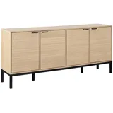 Actona Sideboard Kensington, Anrichte, 4 Türen und 4 Böden weiss pigmentiert Eiche, 180x40x80cm
