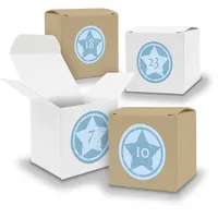 Adventskalender zum Füllen 24x Würfel WEISS BRAUN 650mm u Stickerbogen V06 Z22