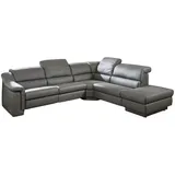 himolla Ecksofa Regensburg Leder Grau Zinn