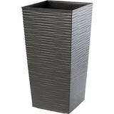 Blumentopf, aus Kunststoff, Pflanzkübel, Rattan imitation, 24 cm, Grafit - Kadax