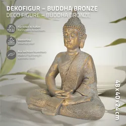 Buddha Statue Sitzend Dekofigur Skulptur Feng Shui Kunststein Polyresin 48 cm