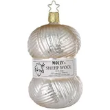 Inge-Glas Manufaktur Christbaumschmuck Glas Strickgarn 11cm Wolle Weihnachtskugeln Strickwolle Weihnachtsbaumkugeln beige