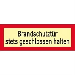 Aufkleber Brandschutztür stets geschlossen halten, Folie, nachleucht, 160-mcd, 297x105 mm