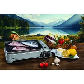 Kemper Smart BBQ tragbarer Gasgrill silber