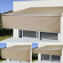 Mendler Elektrische Vollkassetten-Markise T124, 4x3m ausfahrbarer Volant ~ Polyester Sand