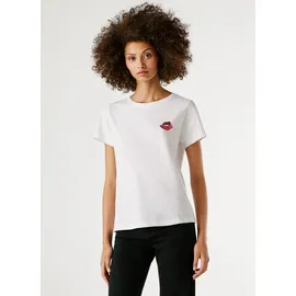 Pepe Jeans T-Shirt BRULE mit Runhals, kleiner Print auf der Brust weiß XS (34)