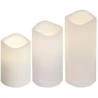 LED Kerzenset Paul flackernd Batterie Timer Fernbedienung für Außen weiß 3er Set