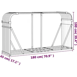 vidaXL Kaminholzregal Verzinkter Stahl 180 x 45 x 100 cm Anthrazit