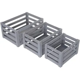 Mendler Holzkiste 3er Set grau
