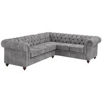 Home Affaire Chesterfield-Sofa »Chesterfield Ecksofa, auch in Leder L-Form«, hochwertige Knopfheftung, langer Schenkel links oder rechts wählbar grau