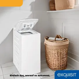 GGV Exquisit Exquisit Waschmaschine 7,5kg, Toplader, Waschmaschine schmal, Energieklasse A, 1200 U/Min, Startzeitvorwahl, Kurzprogramm, LTO51207-030A weiss