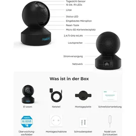 Reolink 5MP PTZ Überwachungskamera Auto-Tracking, 3X Zoom, Baby Monitor mit Mensch/Haustiererkennung, Schwarz