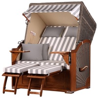 Bene living Strandkorb Komplettset Schaalsee Mahagoni PE grau Modell