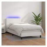 vidaXL Boxspringbett mit Matratze & LED Weiß 100x200 cm Kunstleder