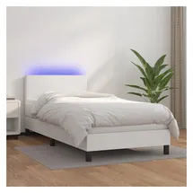 vidaXL Boxspringbett mit Matratze & LED Weiß 100x200 cm Kunstleder