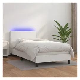 vidaXL Boxspringbett mit Matratze & LED Weiß 100x200 cm Kunstleder
