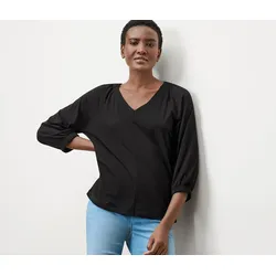 Tchibo - Blusenshirt mit Raffung - Damen - Gr. L - schwarz