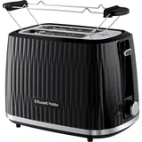 Russell Hobbs Toaster [für 2 Scheiben] Eden (6 Bräunungsstufen, Hebefunktion, Auftau-, Aufwärm- & Stoppfunktion, Krümelschublade, Brötchenaufsatz, Schwarz)