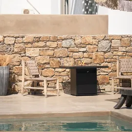 Planika Square Table Feuerstelle mit Tisch Gas, - Outdoor-Gaskamin 79,7x90 cm 10kW - Schwarz,