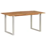 Esstisch 154x80x76 cm Massivholz Akazie - Braun/Silber