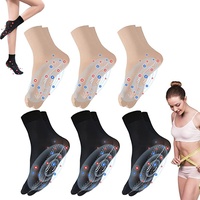 Rapid Detox & Tourmaline Ionic Body Shaping Stretch-Socken,Tourmaline Akupressur selbsterwärmende formende Kniemanschette, Turmalin-Schlankheits-Gesundheitssocken (Black*3+Skin*3)