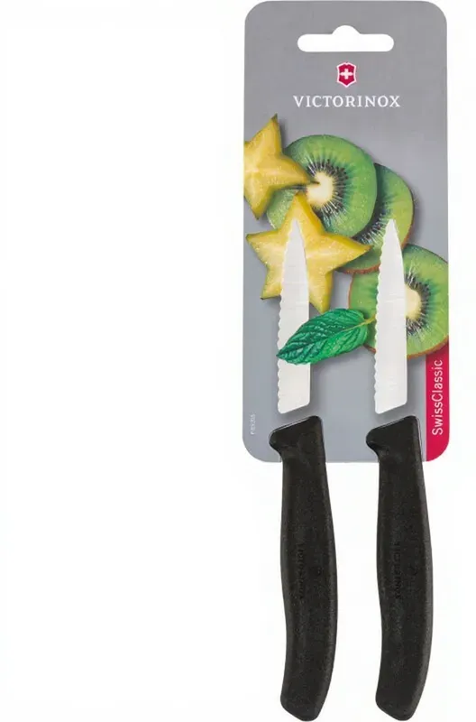 Victorinox Swiss Classic Serie Schälmesser Obstmesser - Set aus 2 - 8 cm - Schwarz