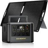 Eco-worthy 1200w(spitze 2000w) 1024wh Portable Power Station Mit 100w Faltbares Solarpanel, Tragbares Powerstation Solar Generator Bundle Für Home Backup, Notfall, Rv Camping, Van Life
