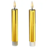 MARELIDA LED Stabkerzen Tafelkerzen Spitzkerzen H: 17cm gold glänzend | Gr.: onesize