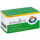 ANKUBERO osteo plus K2, 60 Kapseln, Calcium hochdosiert 500mg plus Vitamin D3 und K2 MK7, vegetarische Calziumtabletten mit Vitamin D, zuckerfrei, deutscher Hersteller