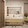 360Home Wandhängendes Waschbecken-Set - Sinterstein - Travertine look, mit Spiegel, Unterschrank, Ablage & Ablauf, mit Armaturenloch 120×55 cm【YT9865-1...