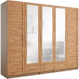 Home affaire Kleiderschrank Sabrina, natürlicher Landhausstil, mit Innenausstattung Spiegel und Schubladen, teilmassiv,Buche oder Eiche, FSC-zertifiziert beige 240 cm x 200 cm x 60 cm
