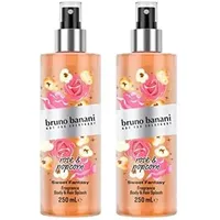 bruno banani Sweet Fantasy Body Splash, lebendig blumiges Körperspray für Damen, 250ml (Packung mit 2)