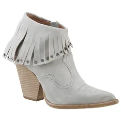 A.S.98 High-Heel-Stiefelette »Belive«, Abendmode, High-Heel-Stiefelette, Ankleboots mit Fransen und Nieten, Gr. 37, hellgrau, , 92399964-37