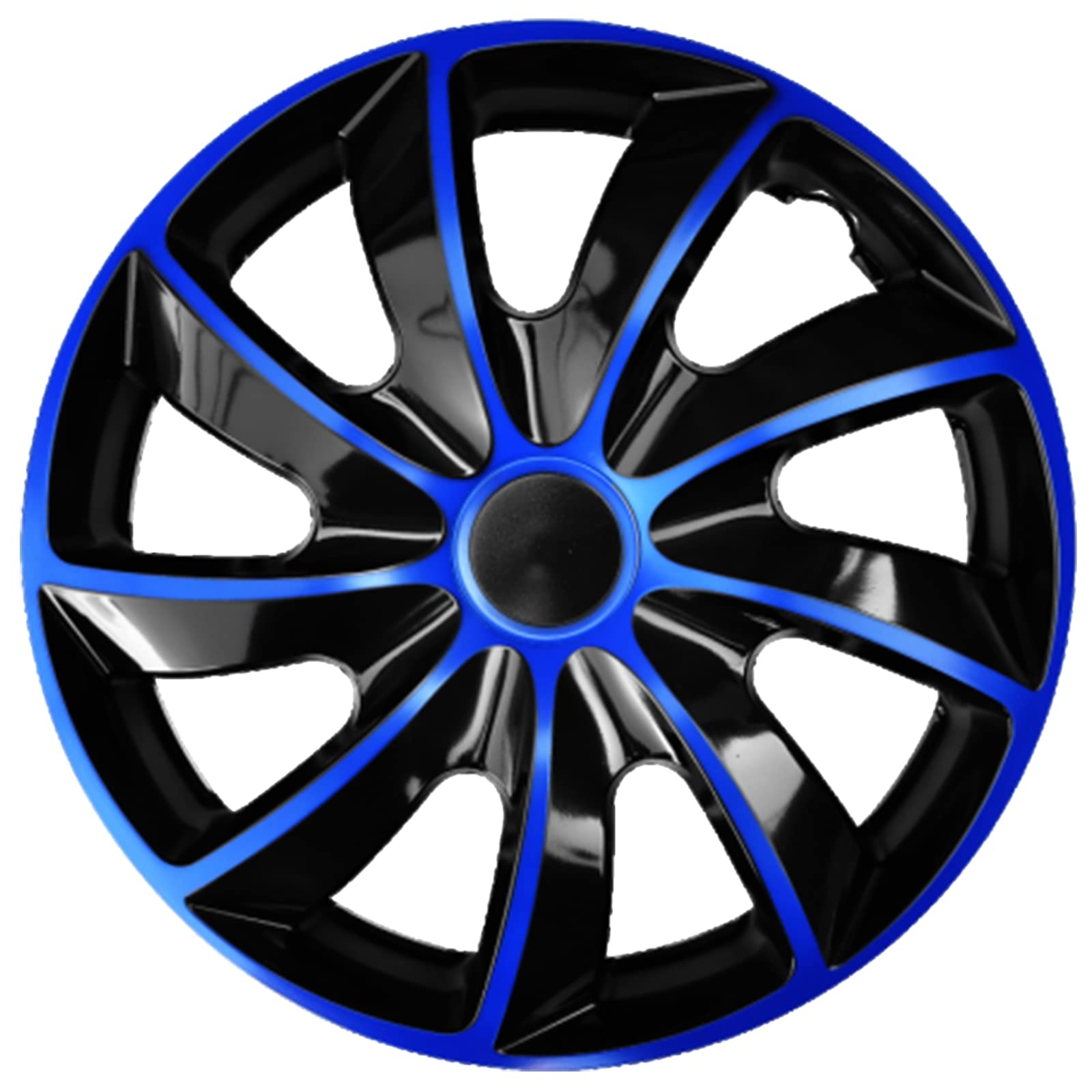 Ohmtronixx Quad Radkappen 17 Zoll 4er Set, blau-schwarz, Radzierblenden aus ABS Kunststoff