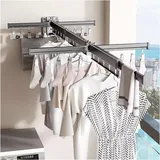 Ausziehbarer, An Der Wand Montierter Wäscheständer Mit Haken, 360° Drehbar, Für Balkon, Waschküche, Badezimmer, Anthrazit