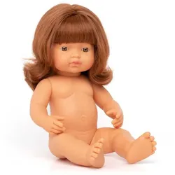 miniland dolls Babypuppe europäisches Mädchen ohne Kleidung, rothaarig