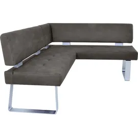 K+W Komfort & Wohnen Santos II Esszimmerbank", grau (schwarzgrau), B:180cm H:87cm T:157cm, 100% Polyester, Sitzbänke, Eckbank, gepolstert, Eckbank, wahlweise langer Schenkel 180cm rechts oder links