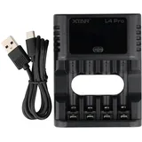 XTAR L4 Pro Akku Ladegerät – für Li-Ion 1,5V & NiMH/NiCd 1,2V AA/AAA Akkus, lädt Ihre Akkus präzise & sicher!