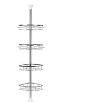 Teleskopregal Eckregal Badregal Edelstahl 4 Ablagen Duschecke Duschregal Ecke