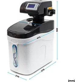 Wiltec SOFT-C1 Wasserenthärtungsanlage, Wasserentkalkung mit 500 l/h, Entkalkungsanlage mit Ionentauscher, Wasserenthärter mit 10 l Soletank