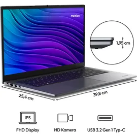 Medion 43,9 cm (17,3 Zoll Full HD) E17223 Laptop (Intel Core i3 N305, 8GB DDR4 RAM, 512GB SSD, HD Webcam, WLAN, Win 11)