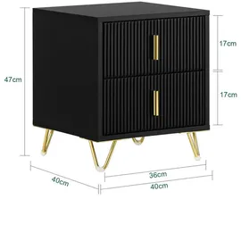 SoBuy Nachttisch mit 2 Schubladen Sofatisch Beistelltisch Schwarz Holzwerkstoff, Metall, 40x47x40 cm