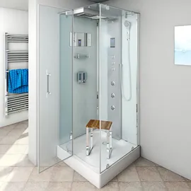 AcquaVapore D38-20L1-EC Komplettdusche 100 x 100 cm rechts Weiß Sicherheitsglas D38-20L1-EC