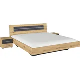 rauch Bettanlage Doppelbett Futonbett BURANO in schwebender Optik, (Set, 3-tlg), und abgesetztem Kopfteil mit 2 Nachttischen MADE IN GERMANY braun|grau
