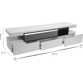 miliboo LIVO Design-TV-Möbel Lowboard 50 cm Weiß Holz/Kunststoff/MDF